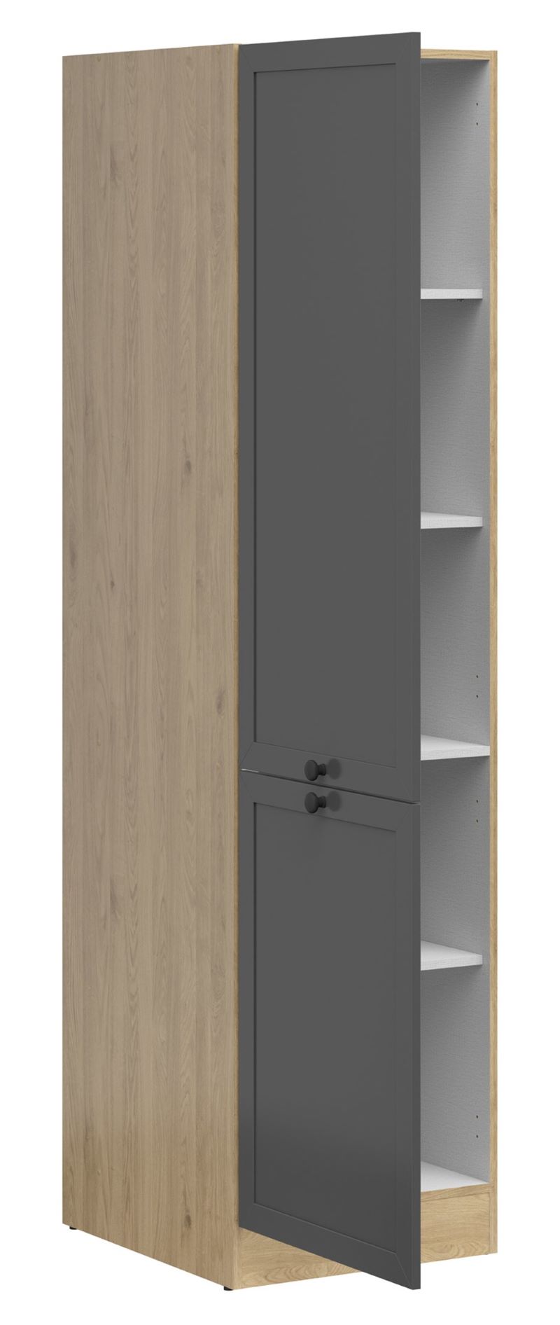 Aukšta virtuvės spintelė, kairysis stulpelis, 50x195 cm, JUNONA LINE, Bernstein ąžuolas/grafitas - Paveikslėlis 2