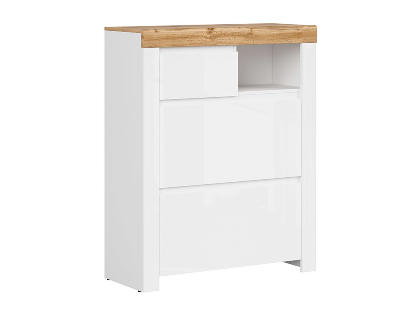 HOLTEN dvidurė batų spintelė su stalčiumi, 92,5 cm, balta/wotan ąžuolas