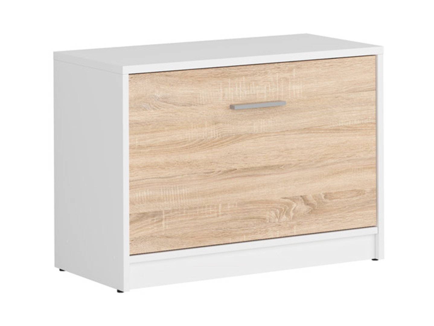 NEPO PLUS žema batų spintelė, 70 cm, balta/sonoma ąžuolas