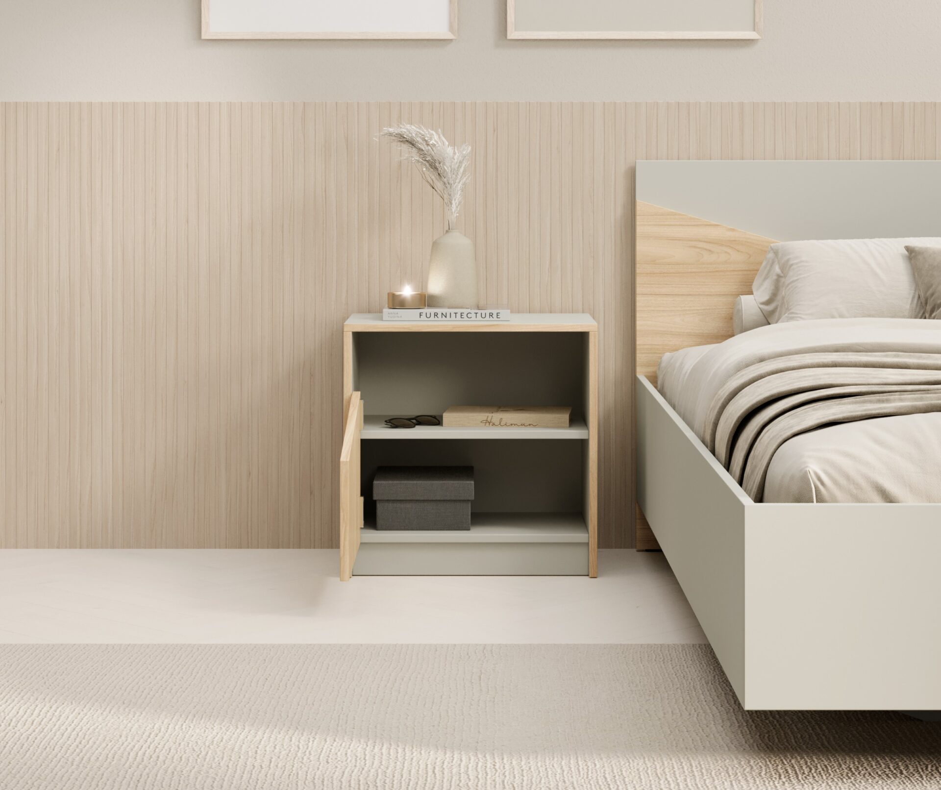 „Atson Oak/Pilkai smėlio spalvos“ ADRK naktinis staliukas — изображение 2