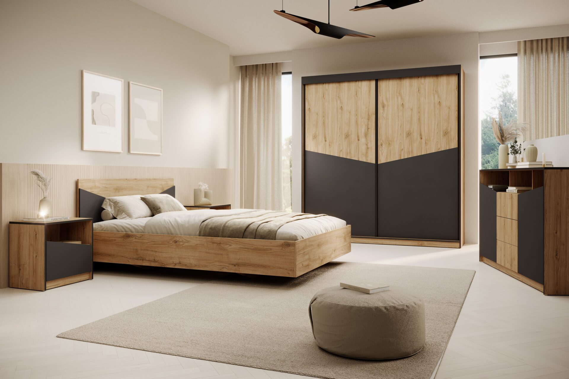 „Atson Oak/Black ADRK“ naktinis staliukas - Paveikslėlis 4