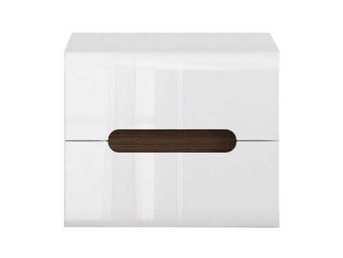 Naktinis staliukas su dviem stalčiais AZTECA TRIO 50 cm balta/balta blizgi