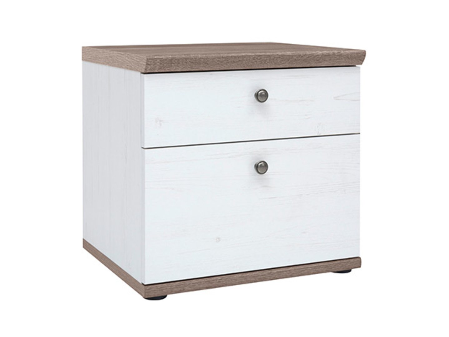 STOCKHOLM naktinis staliukas su dviem stalčiais, 48 ​​cm, andersen pušis, balta/tamsus sonoma ąžuolas