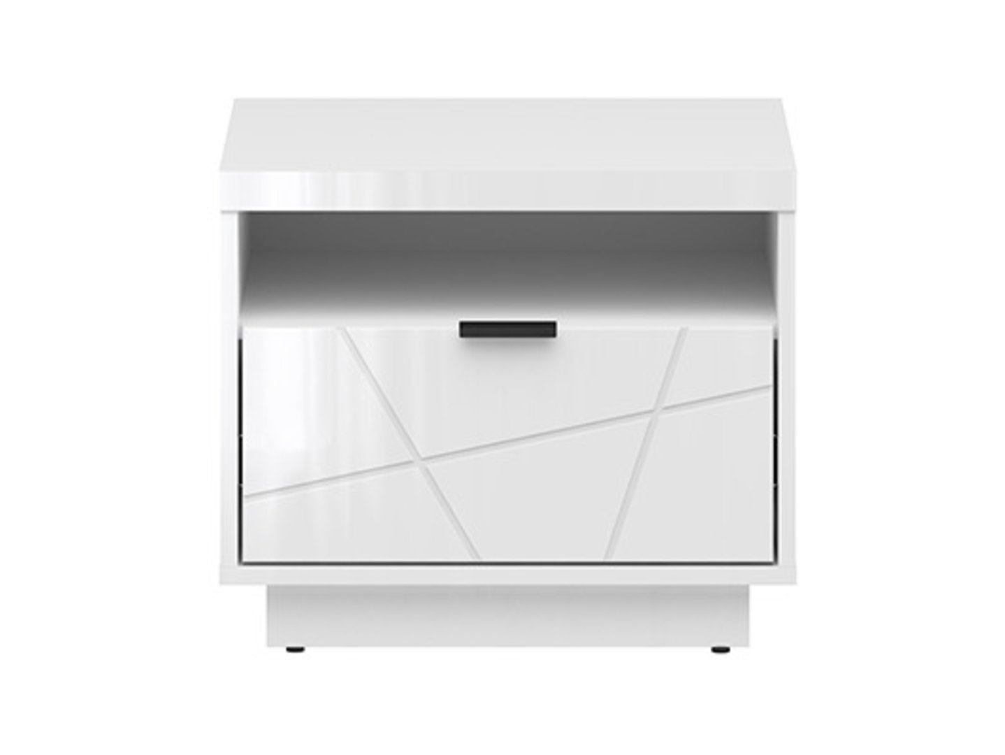 FORN naktinis staliukas su stalčiumi, 50 cm, baltas blizgus — изображение 2