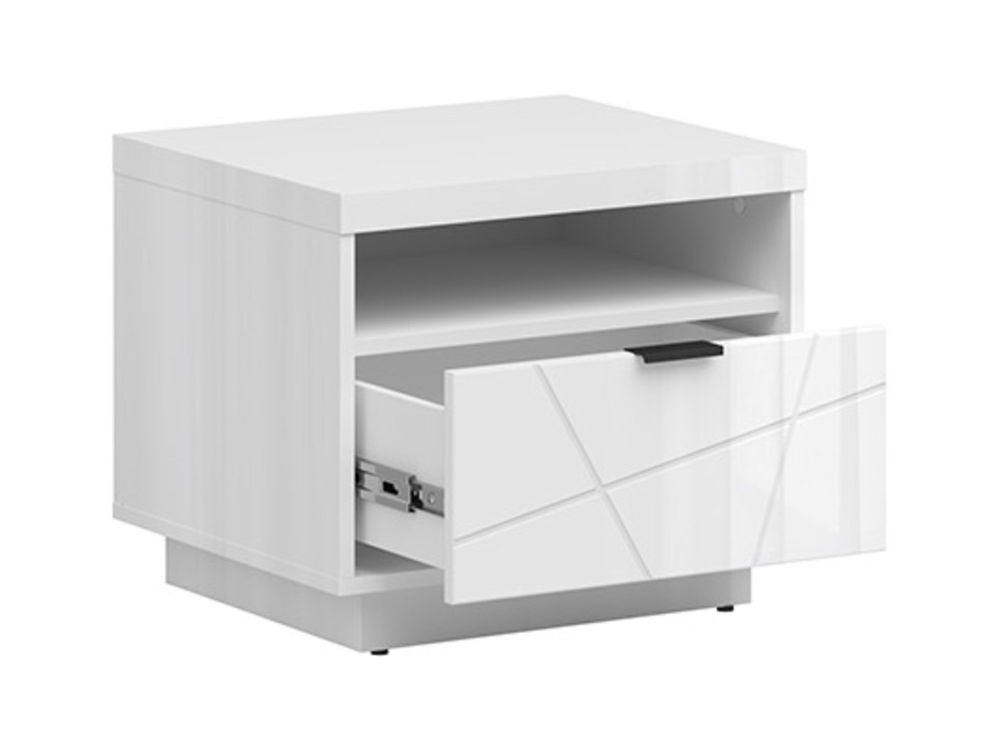 FORN naktinis staliukas su stalčiumi, 50 cm, baltas blizgus — изображение 3