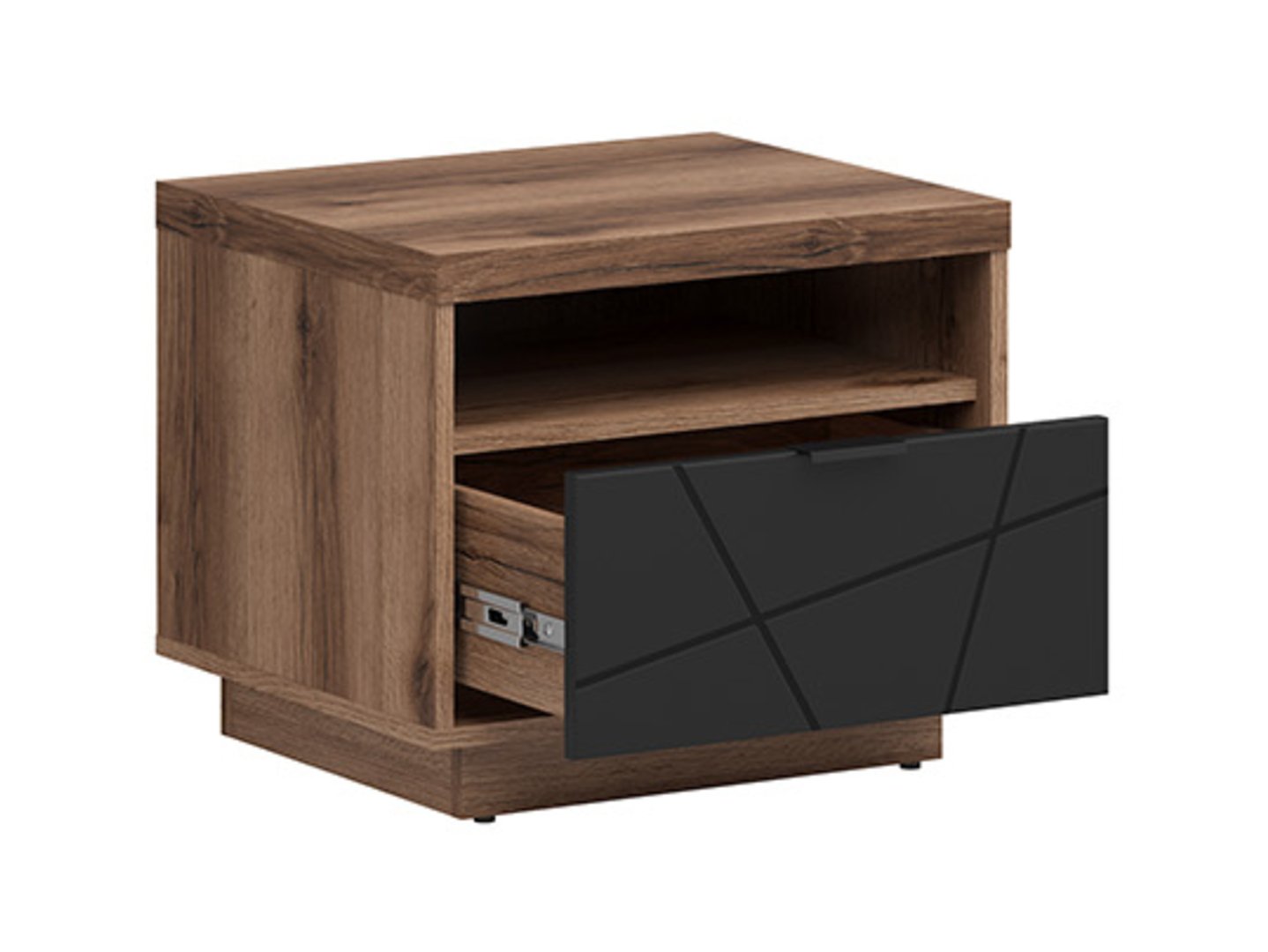 FORN naktinis staliukas su stalčiumi 50 cm, tamsus Delano ąžuolas/matinė juoda — изображение 3