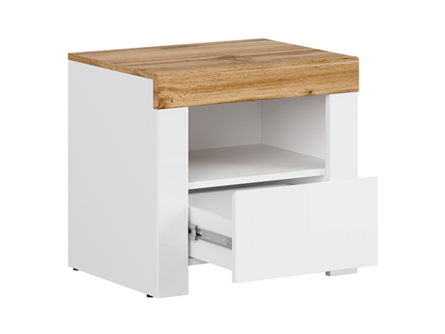 HOLTEN naktinis staliukas su stalčiumi, 54,5 cm, balta/wotan ąžuolas — изображение 3