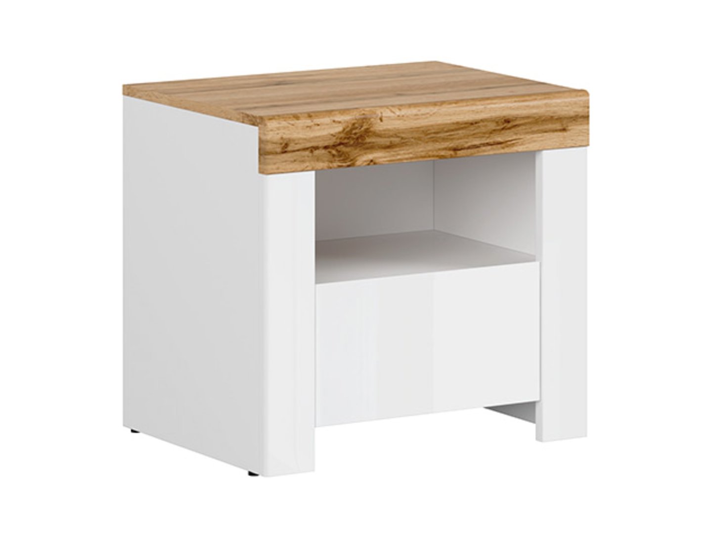 HOLTEN naktinis staliukas su stalčiumi, 54,5 cm, balta/wotan ąžuolas