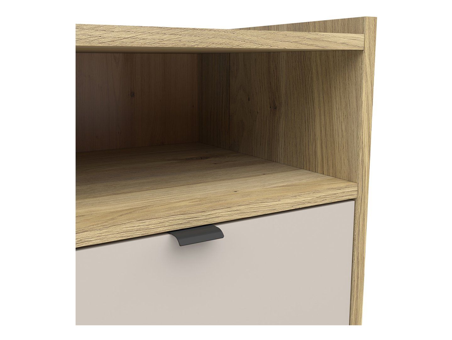 DALVA naktinis staliukas su stalčiumi ir lentyna, 50 cm, rausvai violetinė/kašmyro ąžuolas — изображение 3