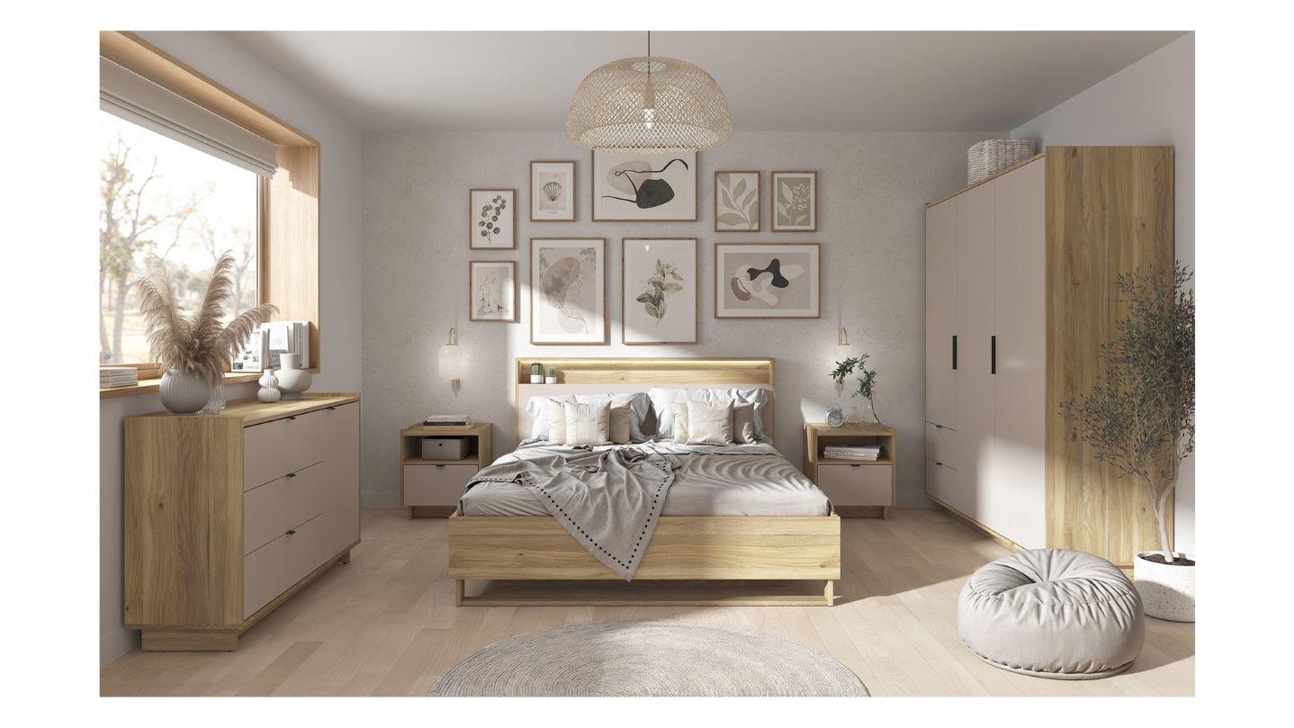 DALVA naktinis staliukas su stalčiumi ir lentyna, 50 cm, rausvai violetinė/kašmyro ąžuolas — изображение 4