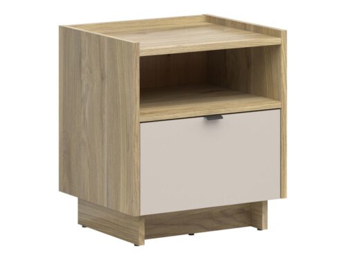 DALVA naktinis staliukas su stalčiumi ir lentyna, 50 cm, rausvai violetinė/kašmyro ąžuolas