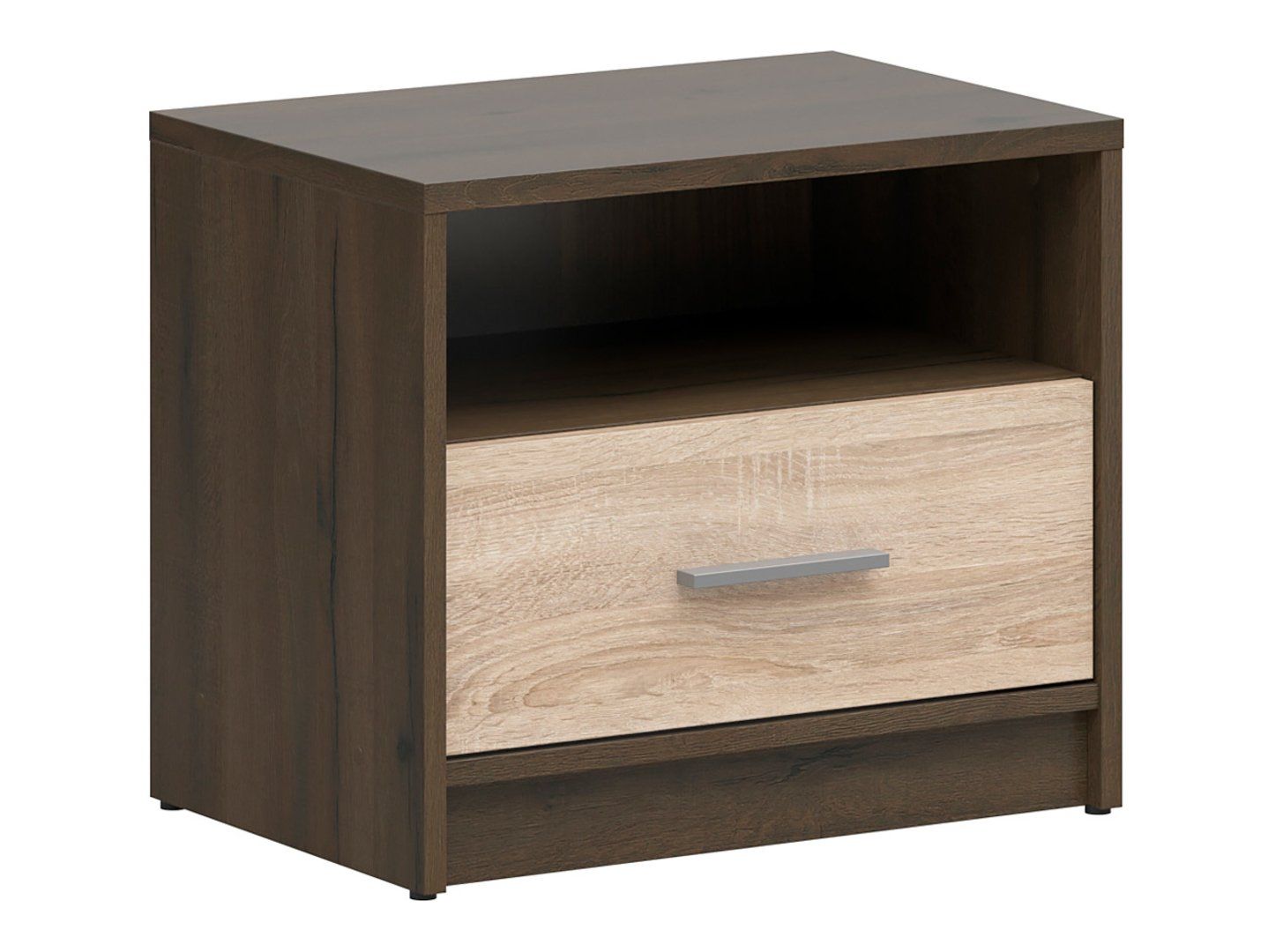 NEPO PLUS naktinis staliukas su stalčiumi ir lentyna, 49 cm, kilnus ąžuolas/somona ąžuolas