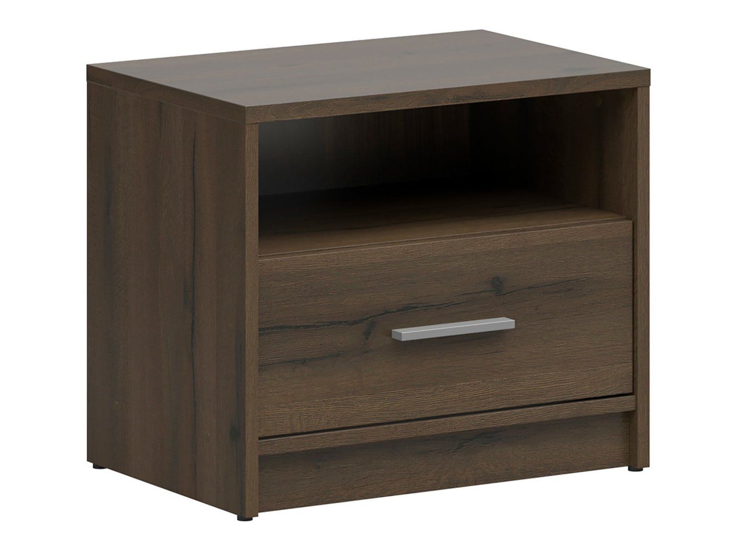NEPO PLUS naktinis staliukas su stalčiumi ir lentyna, 49 cm, kilnus ąžuolas