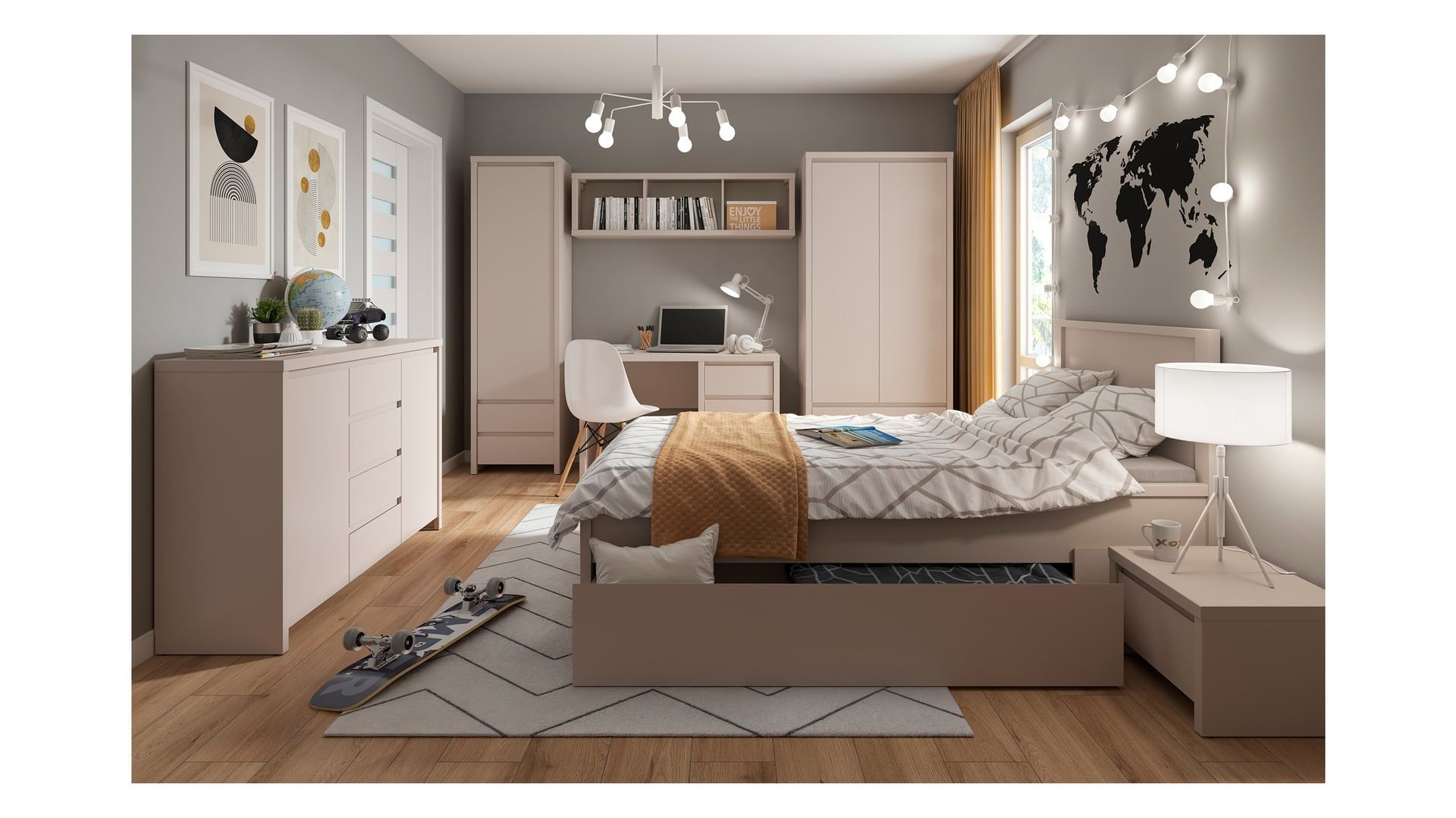 KASPIAN naktinis staliukas su stalčiumi, 51 cm, kašmyro spalvos — изображение 2