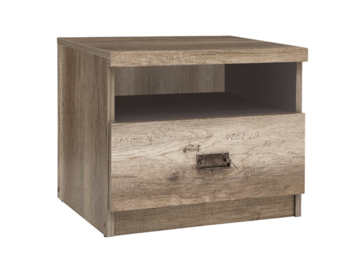 MALCOLM naktinis staliukas su stalčiumi, 50 cm, paminklinio ąžuolo imitacija/paminklinio ąžuolo imitacija su raštu