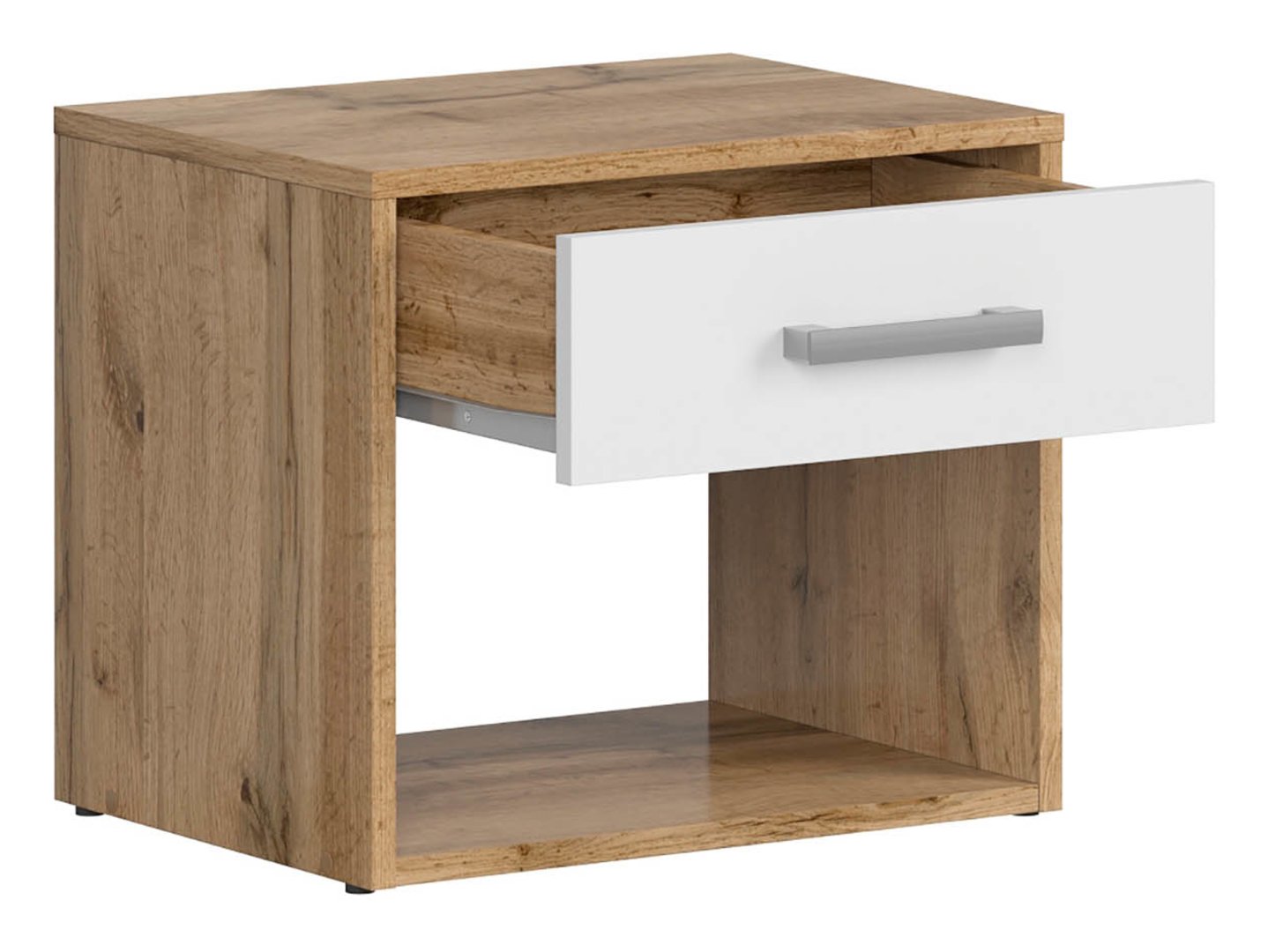 MATOS naktinis staliukas su stalčiumi, 45 cm, wotan ąžuolas/balta — изображение 3