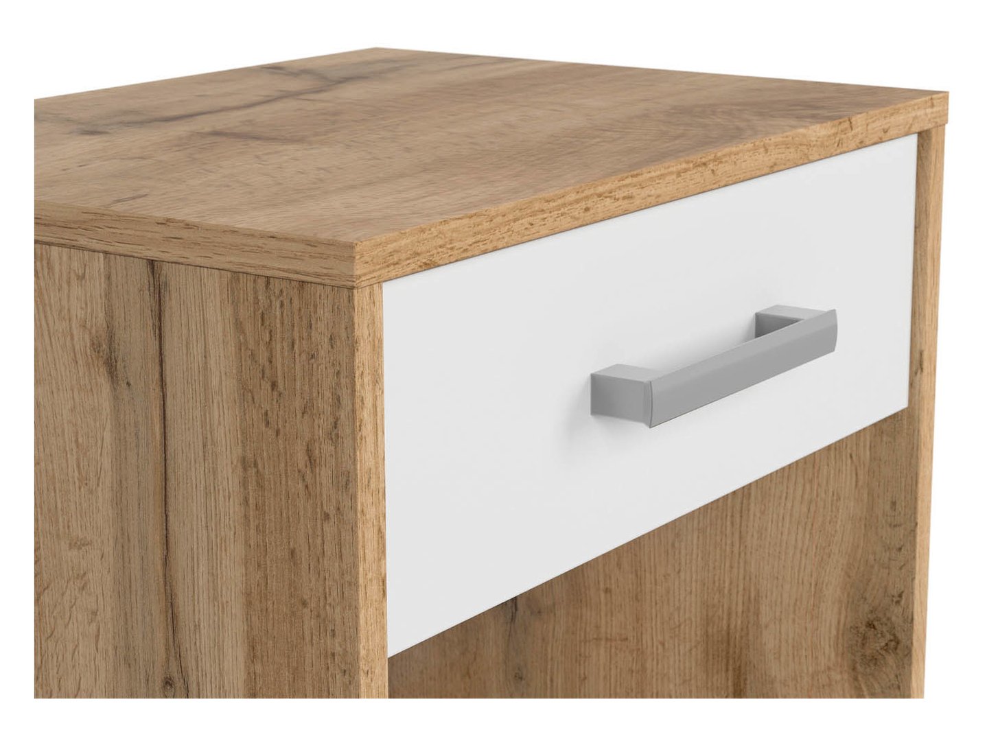 MATOS naktinis staliukas su stalčiumi, 45 cm, wotan ąžuolas/balta — изображение 4