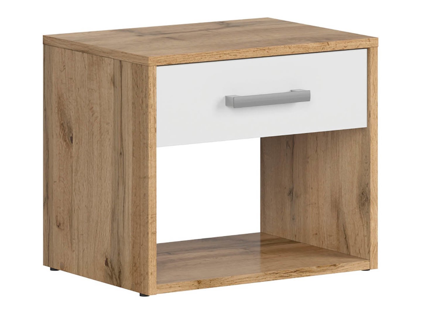 MATOS naktinis staliukas su stalčiumi, 45 cm, wotan ąžuolas/balta