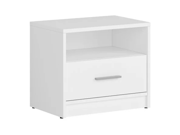 NEPO PLUS naktinis staliukas su stalčiumi, 49,5 cm, baltas