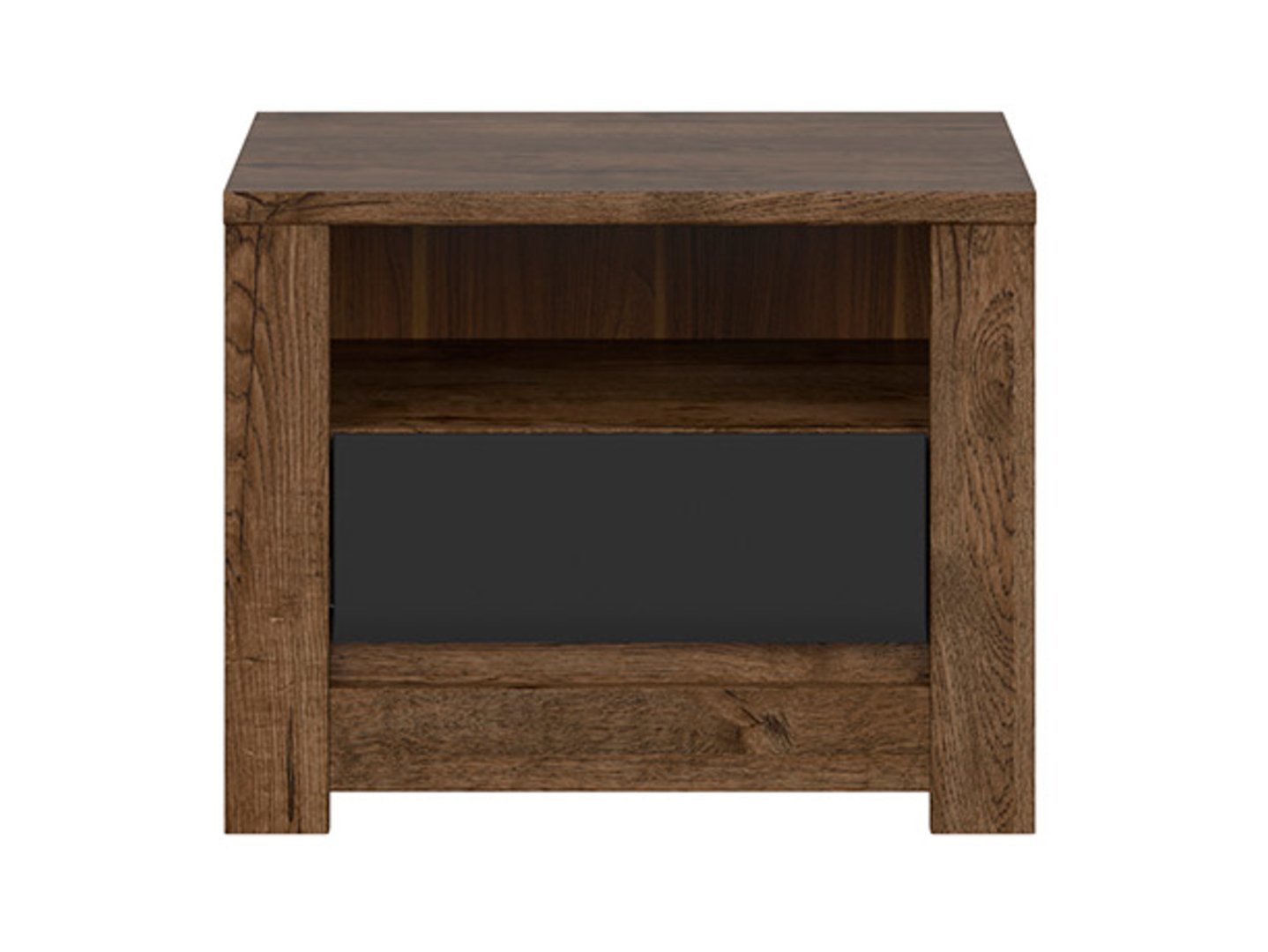 RUSO naktinis staliukas su stalčiumi, 54,5 cm, „April“ ąžuolas/matinė juoda spalva — изображение 2