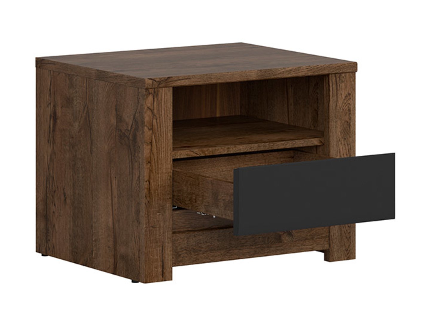 RUSO naktinis staliukas su stalčiumi, 54,5 cm, „April“ ąžuolas/matinė juoda spalva — изображение 3