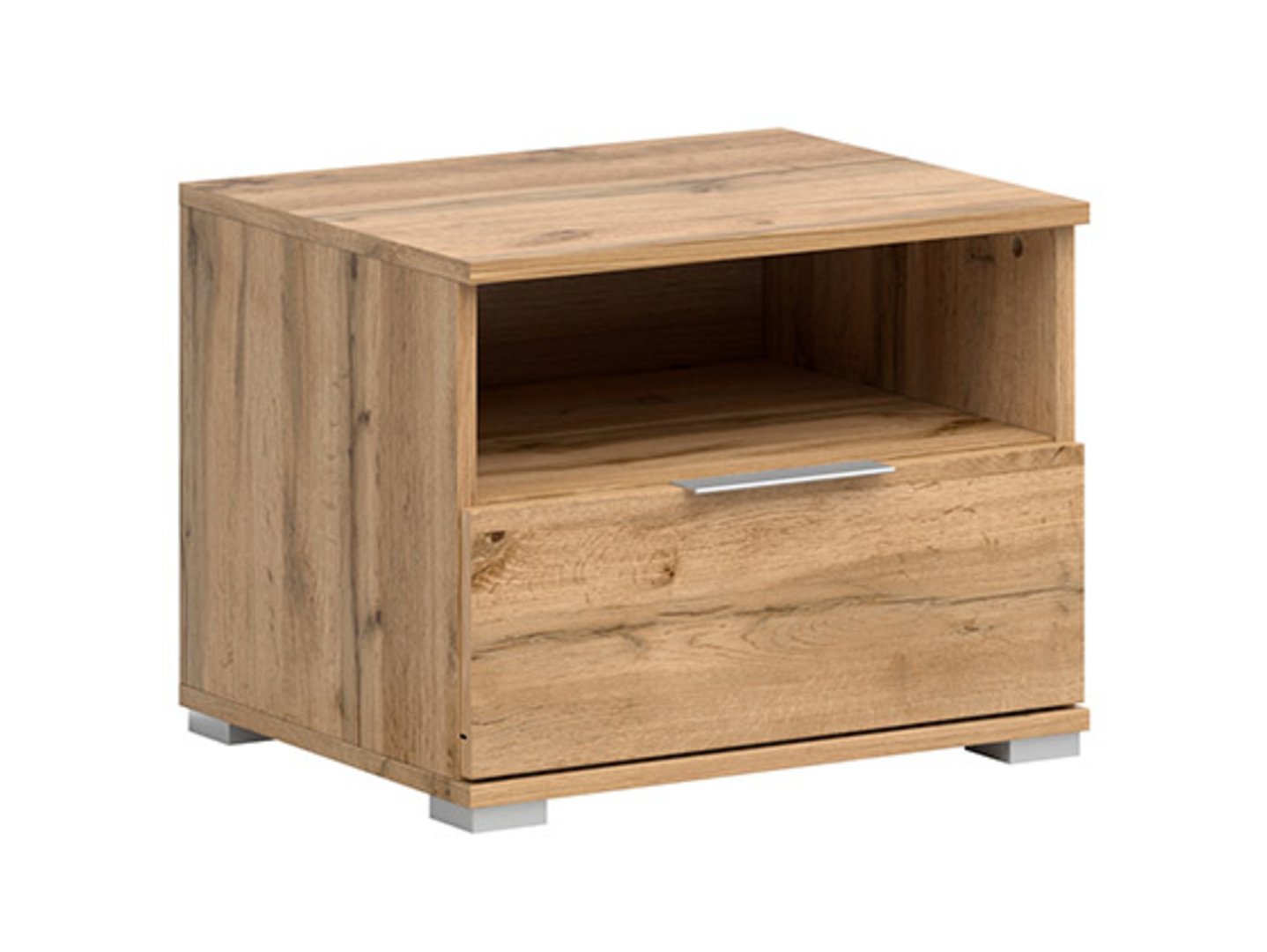 ZELE naktinis staliukas su stalčiumi, 50 cm, ąžuolo spalvos, wotano spalvos