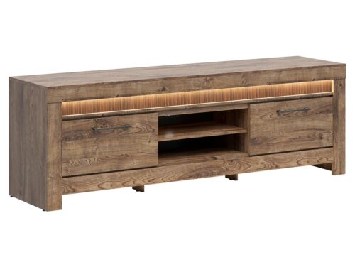 TORIN dvidurė TV spintelė, 180 cm, ąžuolo rudos spalvos, briaunotas raštas