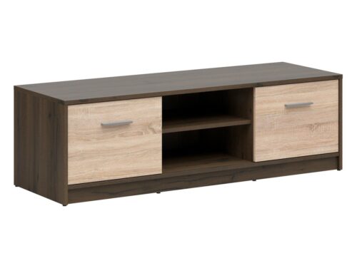 Dviejų durų TV spintelė su lentyna NEPO PLUS 138 cm, kilnus ąžuolas/sonoma ąžuolas