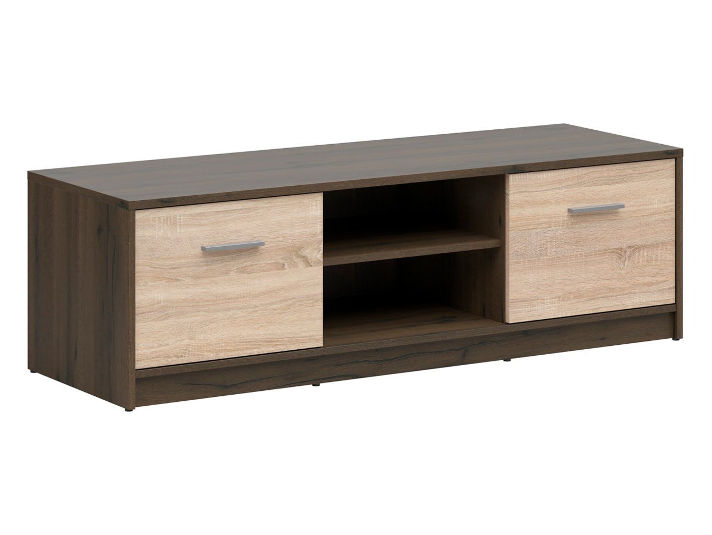 Dviejų durų TV spintelė su lentyna NEPO PLUS 138 cm, kilnus ąžuolas/sonoma ąžuolas