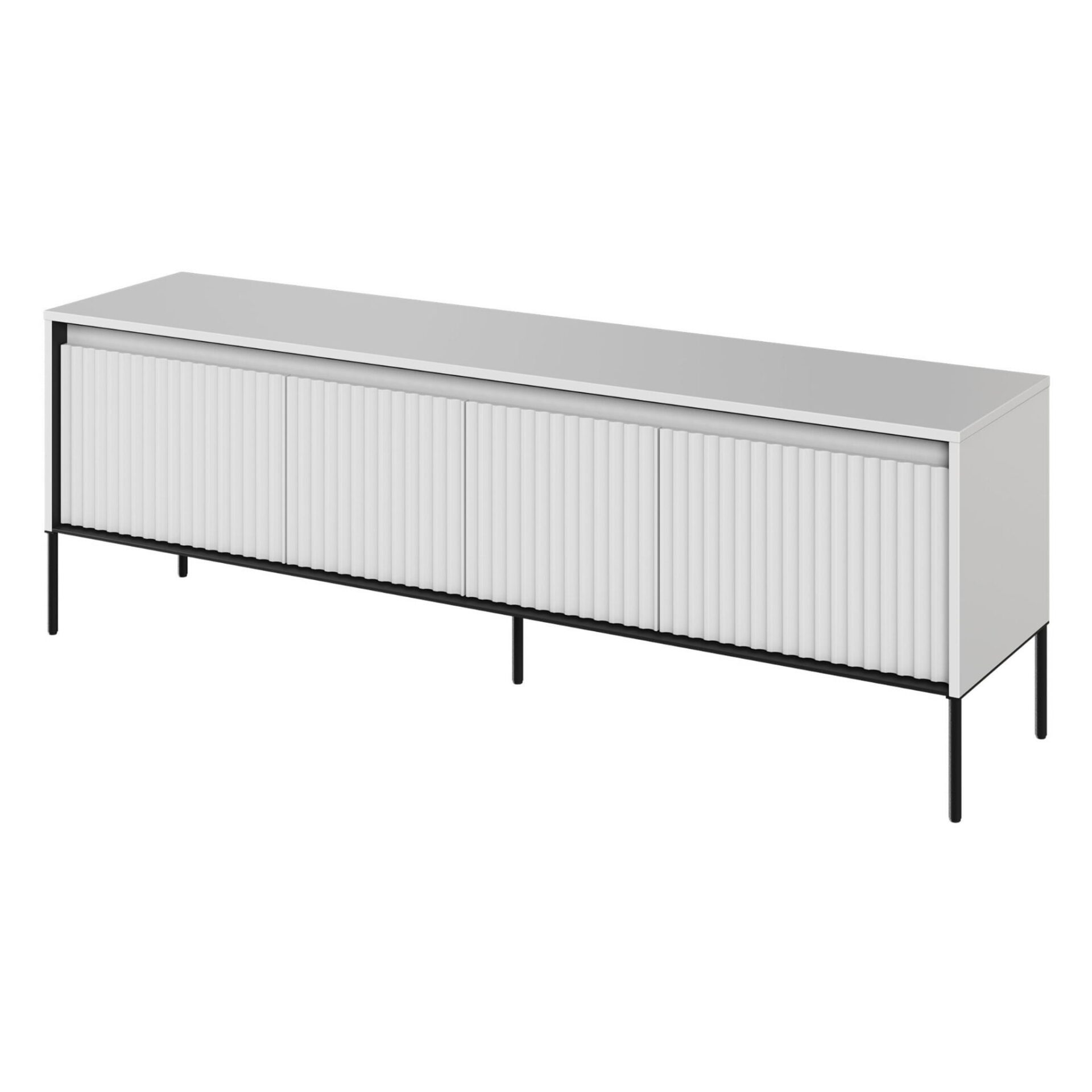 Frezuota TV spintelė TREND 05, baltos/juodos kojelės