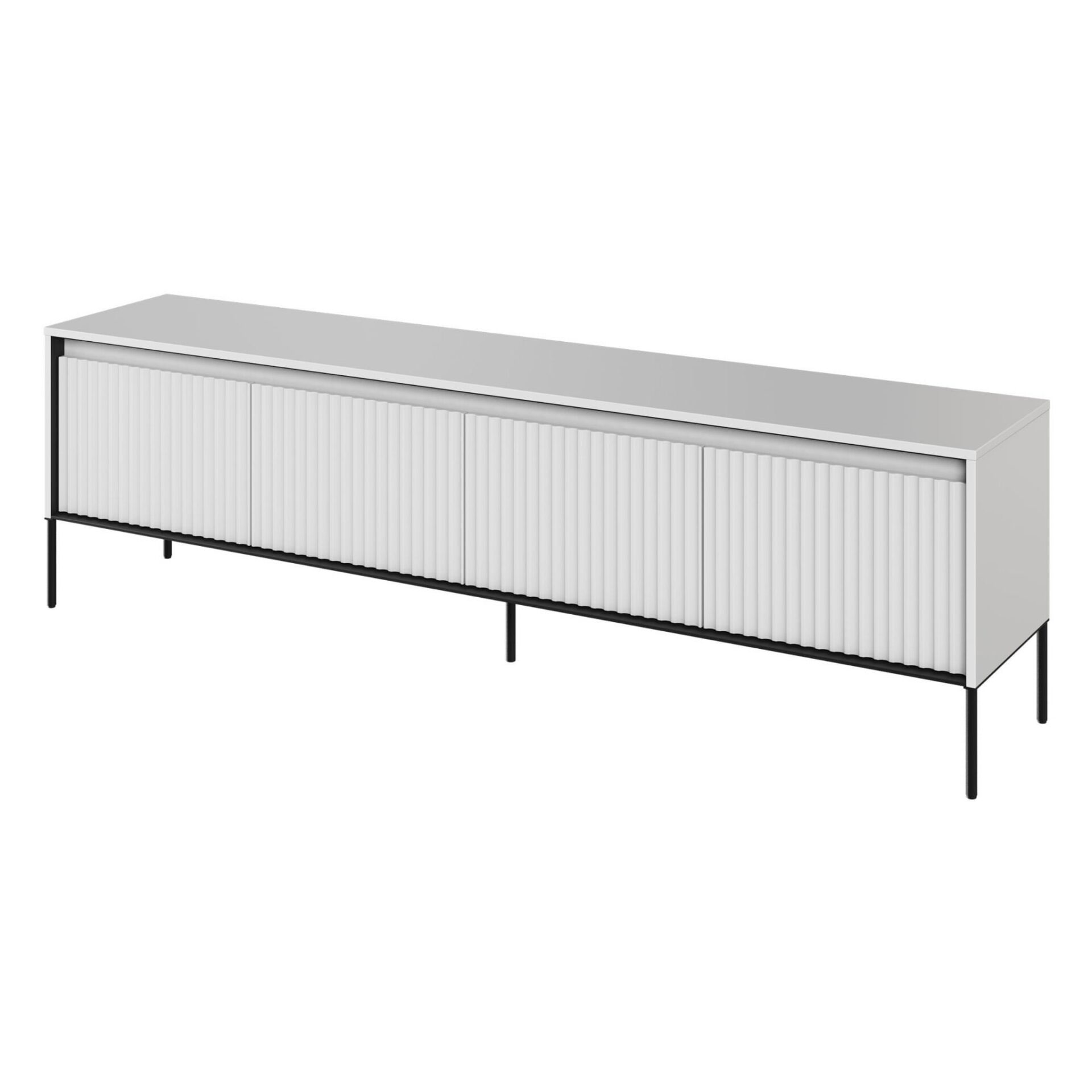 TV spintelė su grioveliais TREND 06, baltos/juodos kojelės