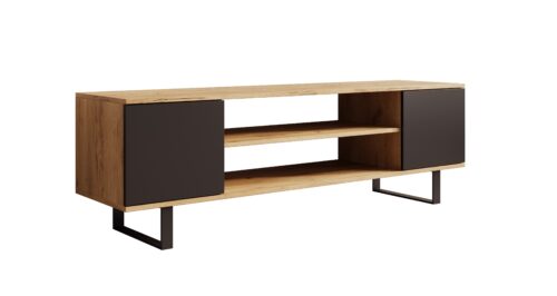 Lofter TV spintelė, 155 cm, ąžuolo spalvos/juoda, ADRK