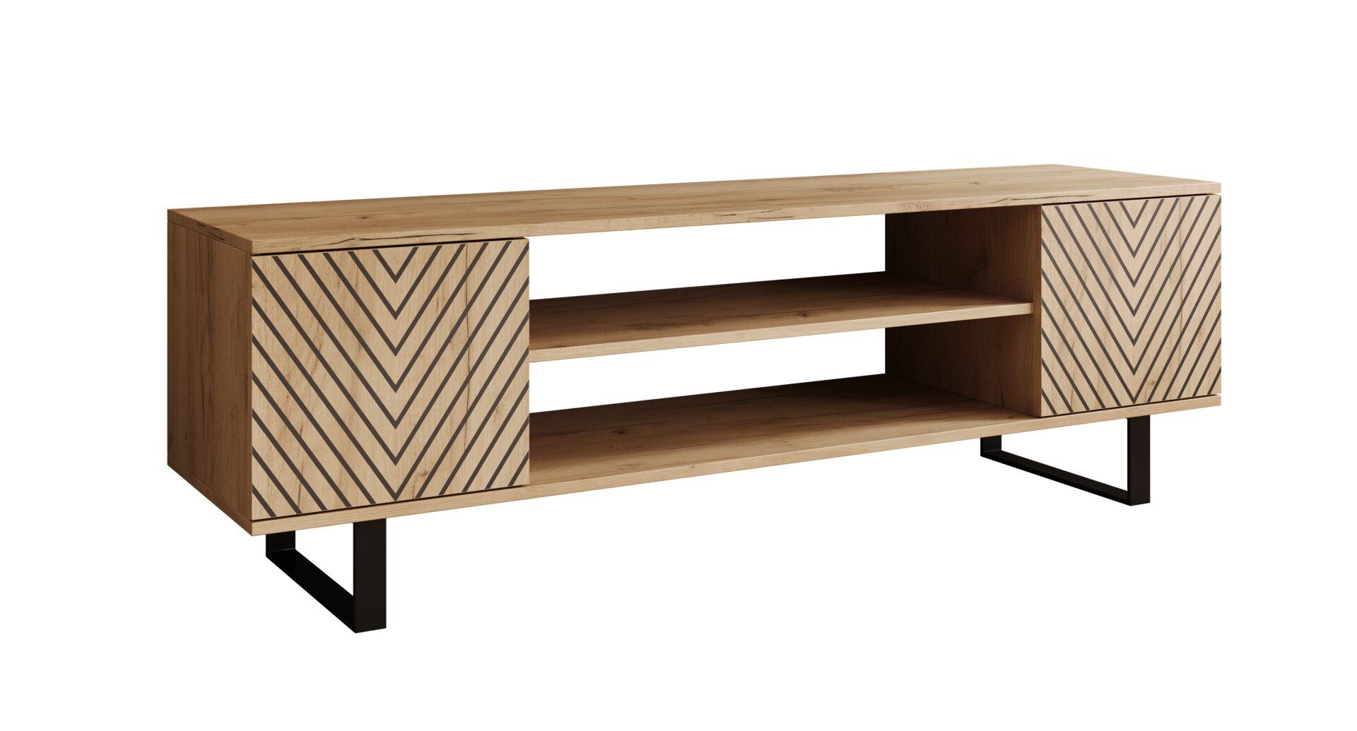 Lorello „Eglutės rašto“ TV spintelė, 155 cm, ąžuolo spalvos, ADRK