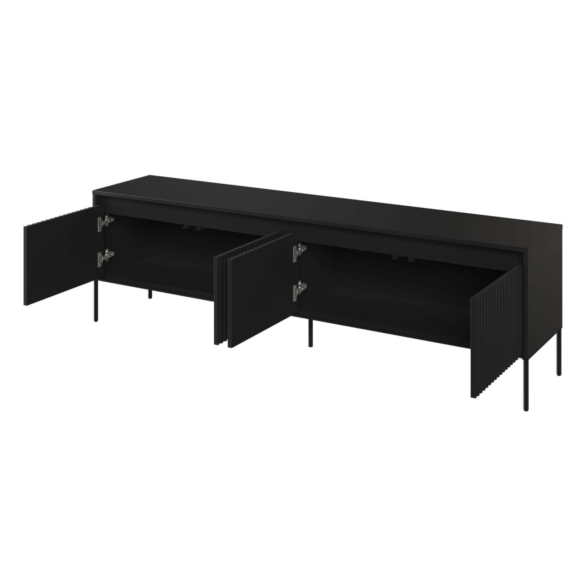 Grioveliuota TV spintelė TREND 06 juoda/juodos kojelės — изображение 5