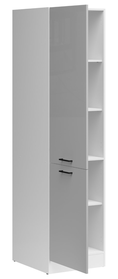 Aukšta virtuvės spintelė, kairinis stulpelis, 50x195 cm, JUNONA LINE, balta/šviesiai pilka blizgi - Paveikslėlis 3