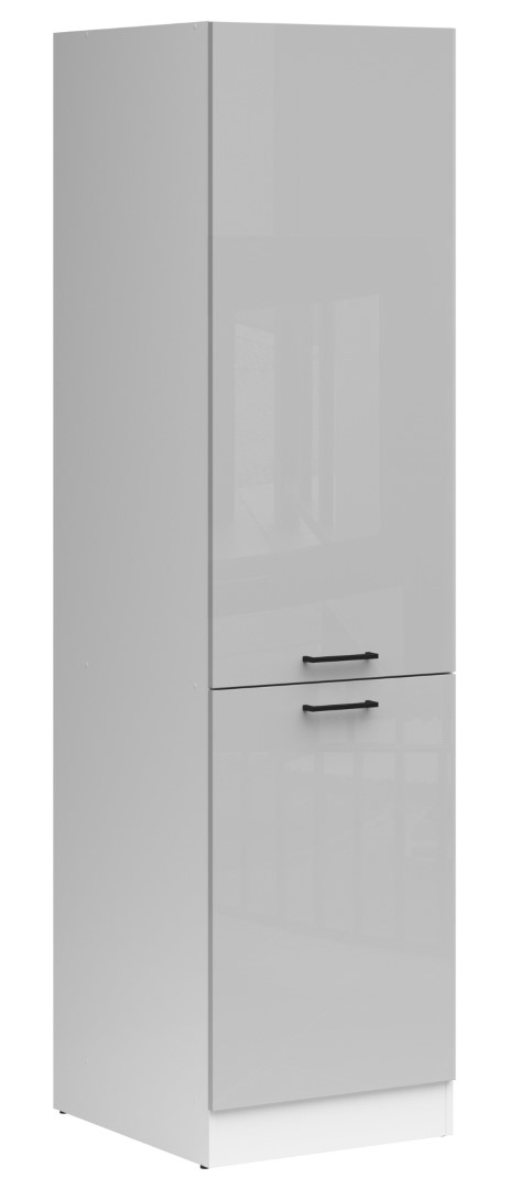 Aukšta virtuvės spintelė, kairinis stulpelis, 50x195 cm, JUNONA LINE, balta/šviesiai pilka blizgi