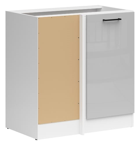 Kairysis kampas pastatoma spintelė 100x82 cm JUNONA LINE balta/šviesiai pilka blizgi
