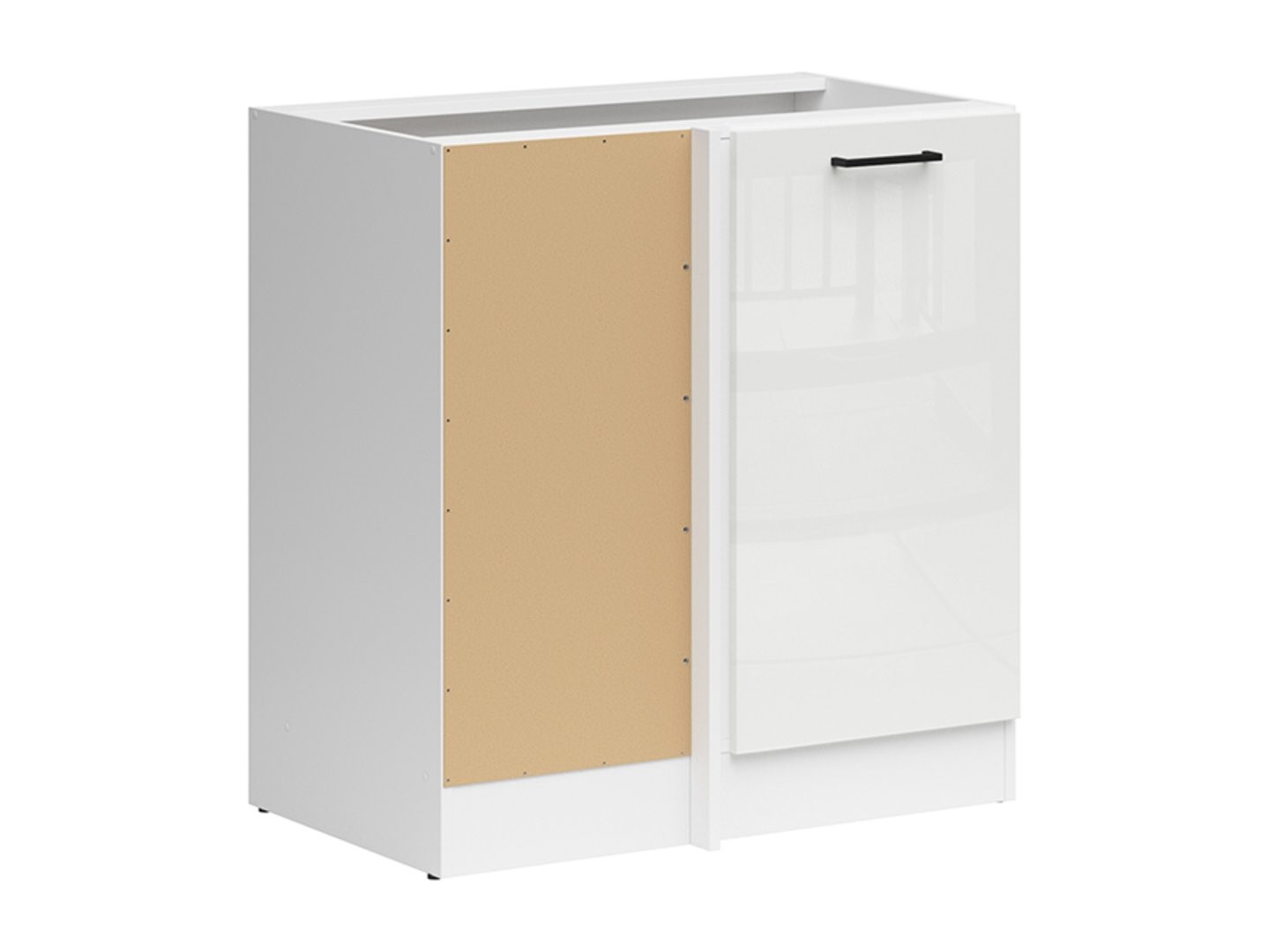 Kairysis kampas pastatoma spintelė 100x82 cm JUNONA LINE balta/kreidos blizgi spalva