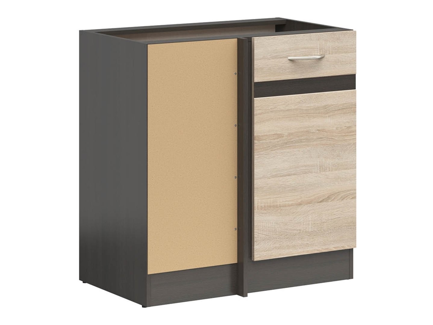 Kairysis kampas, pastatoma spintelė, 100x82 cm, JUNONA LINE, venge/sonoma ąžuolas