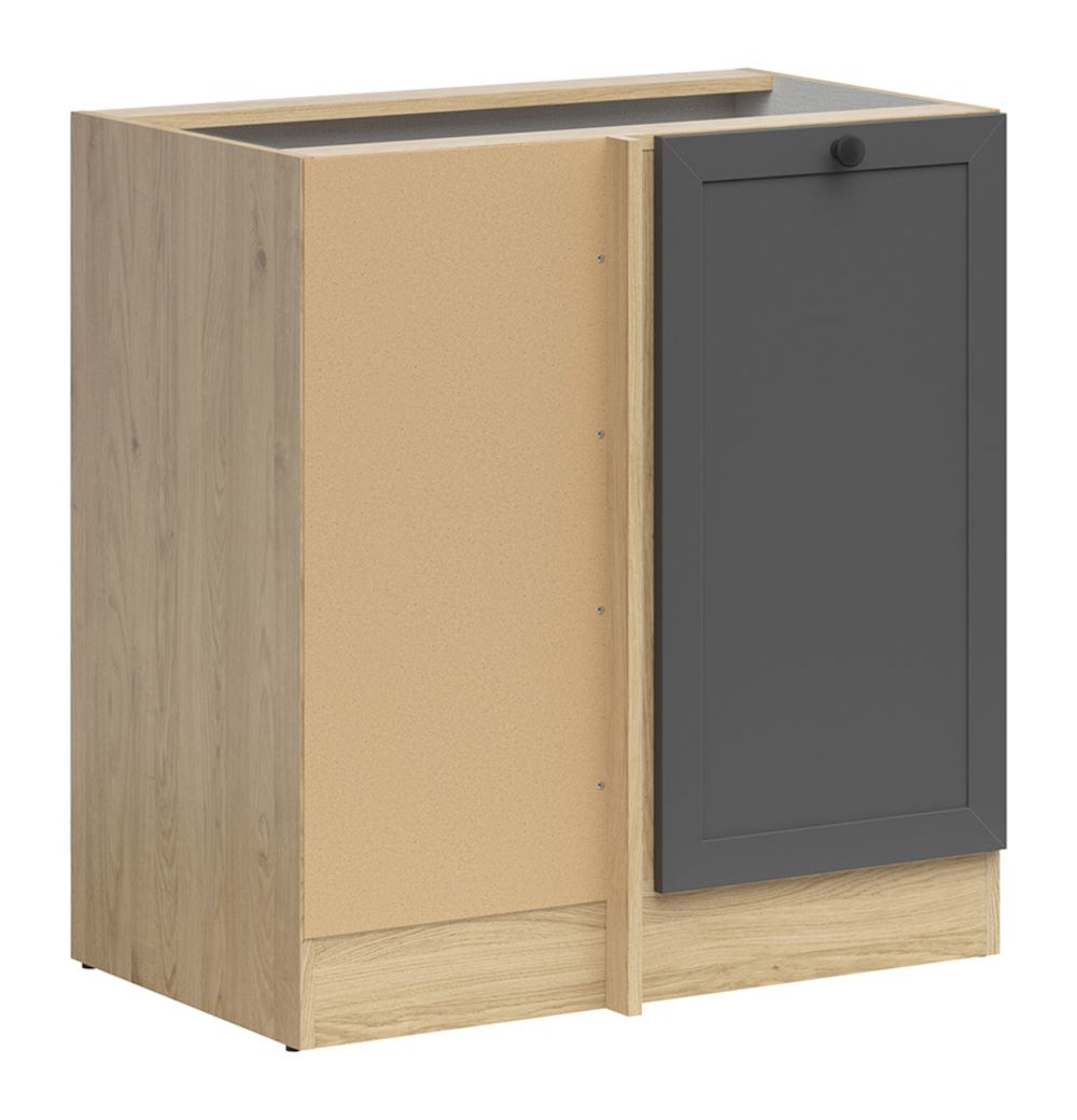 Kairysis kampas, pastatoma spintelė, 100x86 cm, JUNONA LINE, bernstein ąžuolas/grafitas