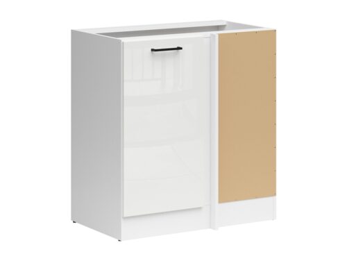 Dešiniojo kampo pastatoma spintelė 100×82 cm JUNONA LINE balta/kreidos blizgi spalva