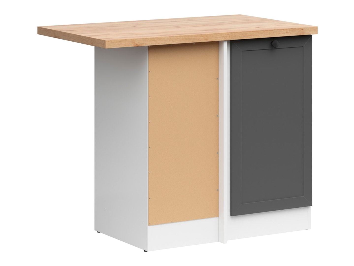 Kampinė pastatoma spintelė su stalviršiu, kairėje, 100x86 cm, JUNONA LINE, balta/grafito sp