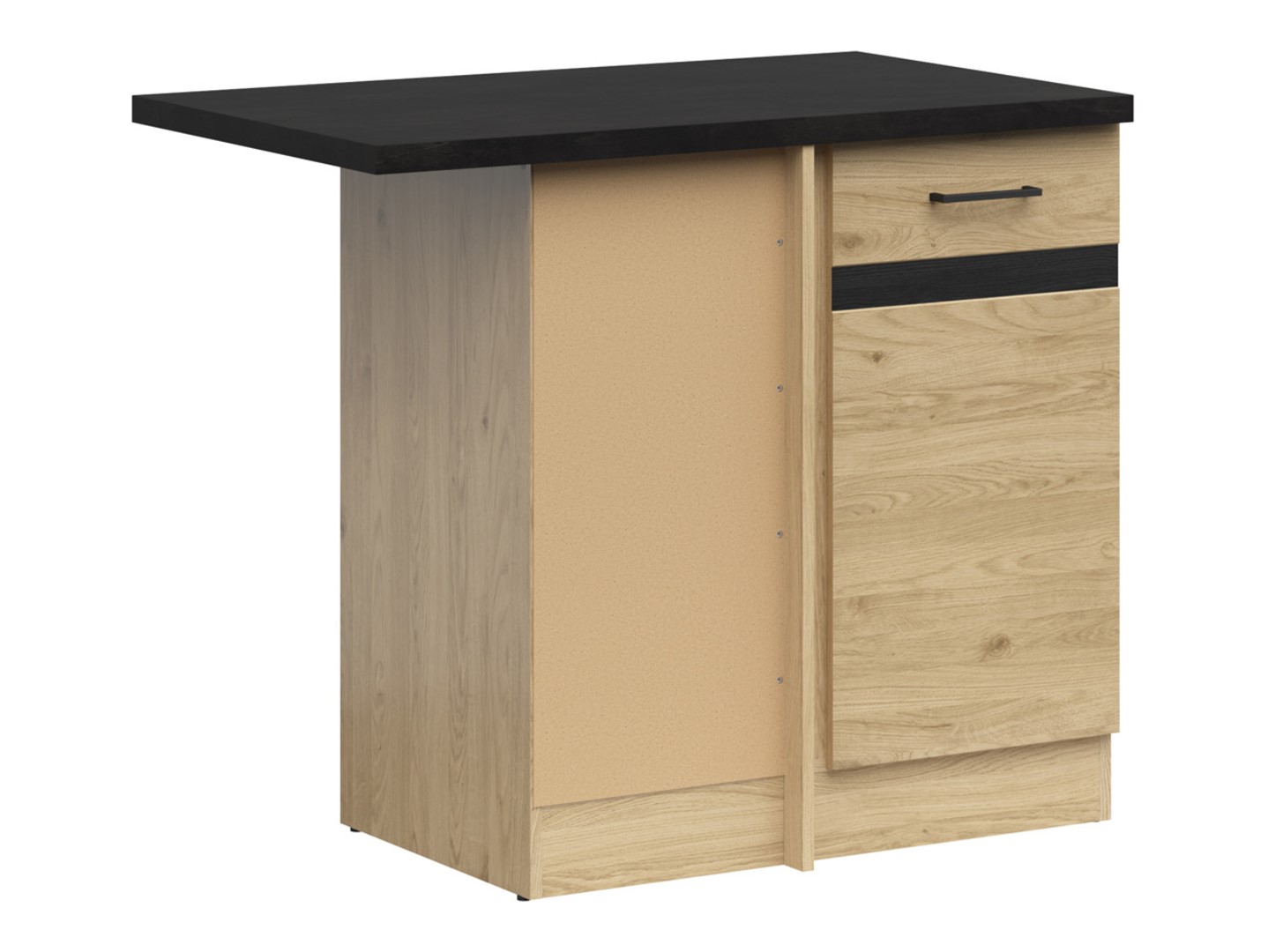 Kampinė pastatoma spintelė su stalviršiu, kairėje, 100x86 cm, JUNONA LINE, Bernstein ąžuolas/Bernstein ąžuolas