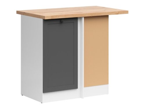 Kampinė pastatoma spintelė su dešiniuoju stalviršiu, 100×86 cm JUNONA LINE, balta/grafito spalvos