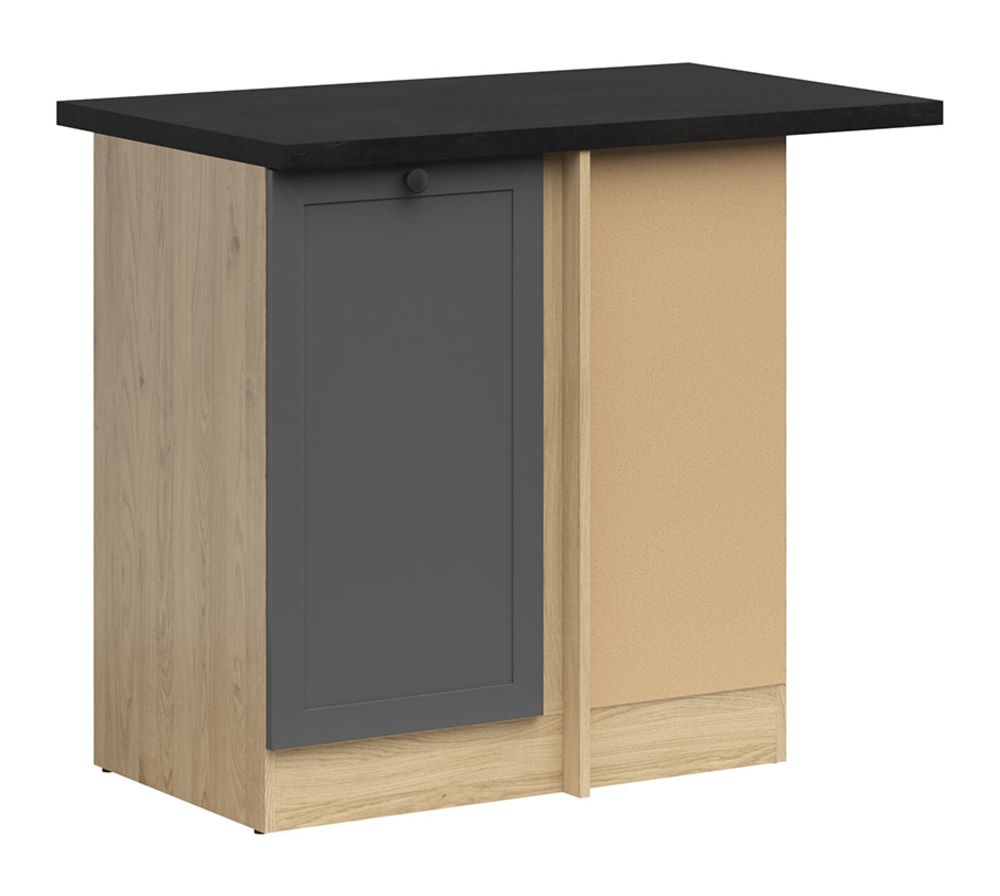 Kampinė pastatoma spintelė su dešininiu stalviršiu, 100x86 cm JUNONA LINE Bernstein ąžuolas/grafitas