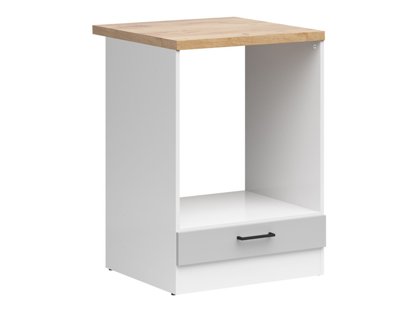 Laisvai pastatoma orkaitės spintelė su stalviršiu, 60x86 cm, JUNONA LINE, balta/šviesiai pilka blizgi