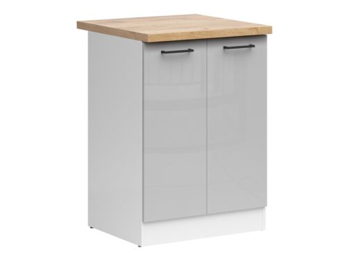 Pastatoma spintelė su stalviršiu 60×86 cm JUNONA LINE balta/šviesiai pilka blizgi