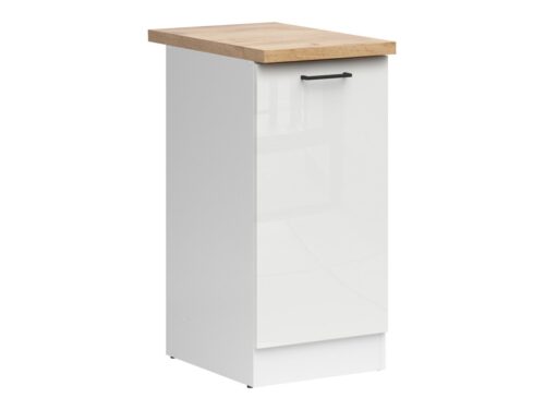 Dešiniojo pastatomo spintelės su stalviršiu 40×86 cm JUNONA LINE balta/kreidos blizgi spalva