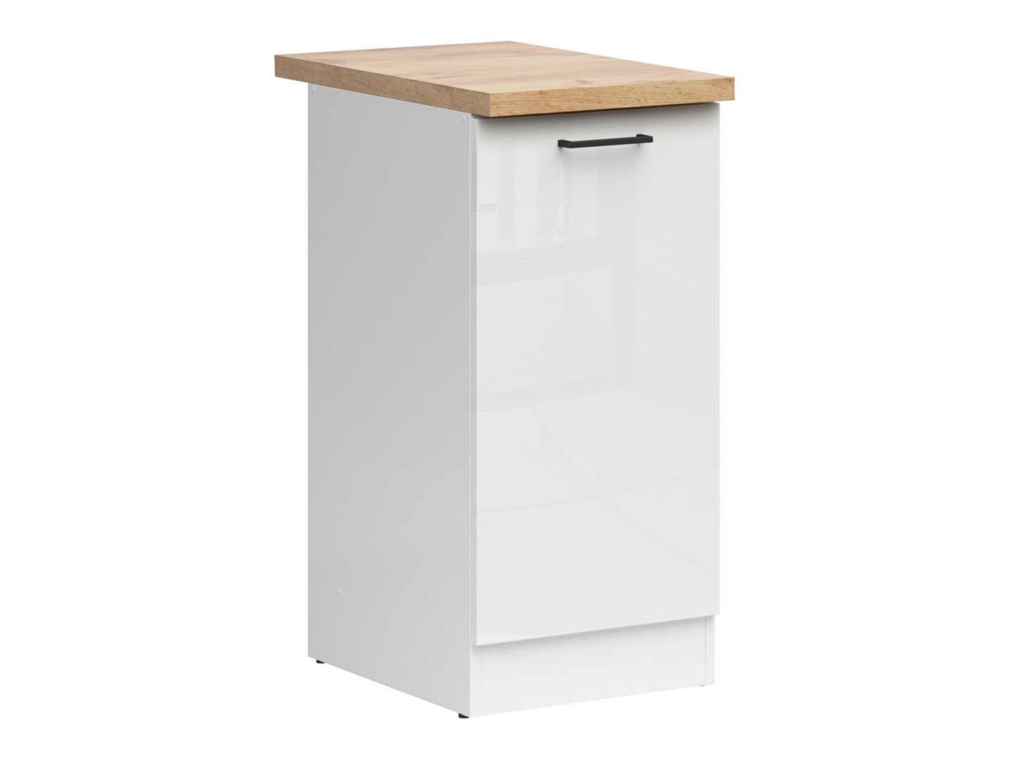 Dešiniojo pastatomo spintelės su stalviršiu 40x86 cm JUNONA LINE balta/kreidos blizgi spalva