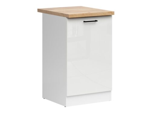 Dešiniojo pastatomo spintelės su stalviršiu, 50×86 cm, JUNONA LINE, balta/kreidos blizgi spalva